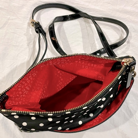 KATE SPADE♠️ York Aleah Polka Dot Crossbody Handbag Black/white size9x10 Ex cond - Picture 5 of 14